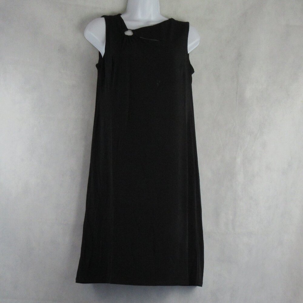 JM Collection Women's Petite Sleeveless Asymmetrical-Neck Dress, Black, PM